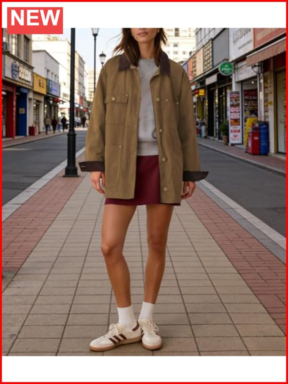 Oversized Vintage Corduroy Collar Barn Jacket Women Utility Coat - Picture 4 of 6